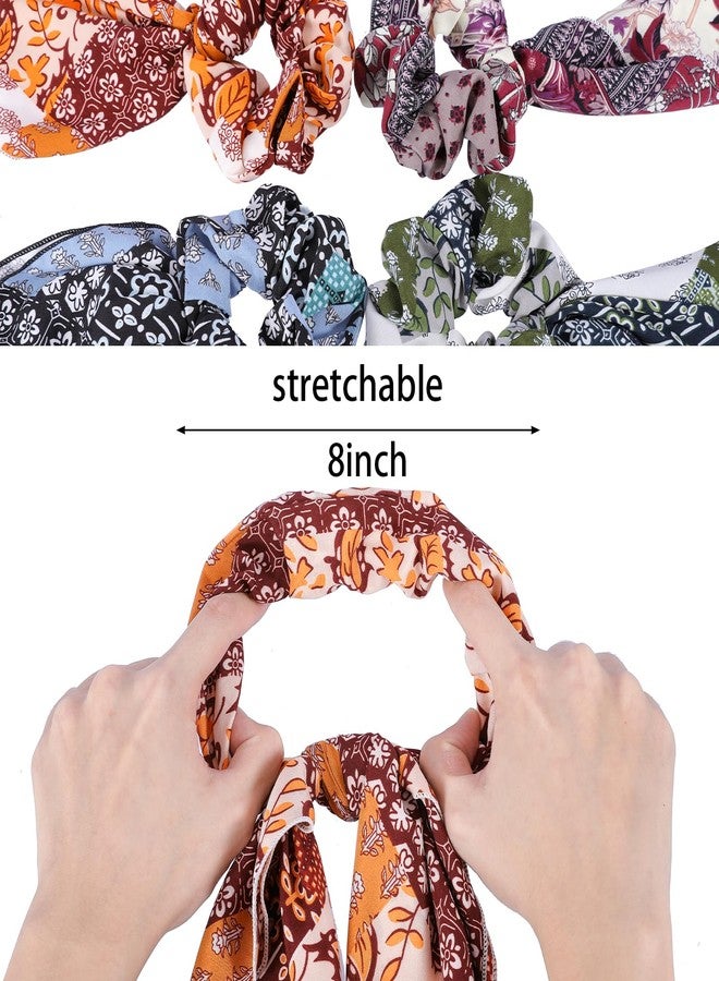 Cutewing Hair Scarf Scrunchie,6PCS Paisley Scarf Ties Flower Bow Scrunchie,2 in 1 Design Long Tail Scrunchies Ponytail Ribbons,No Hurt Accessories for Women Girls - Image 3